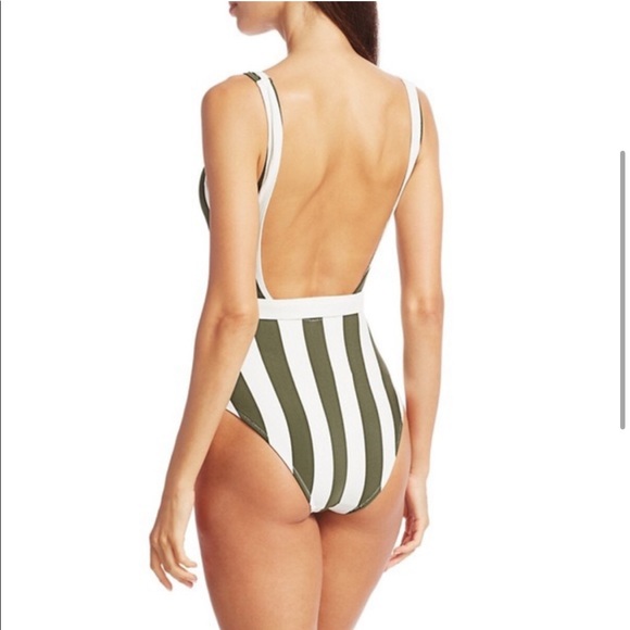 NWT SOLID & STRIPED Anne-Marie belted swim in safari stripe size XS - Picture 6 of 6